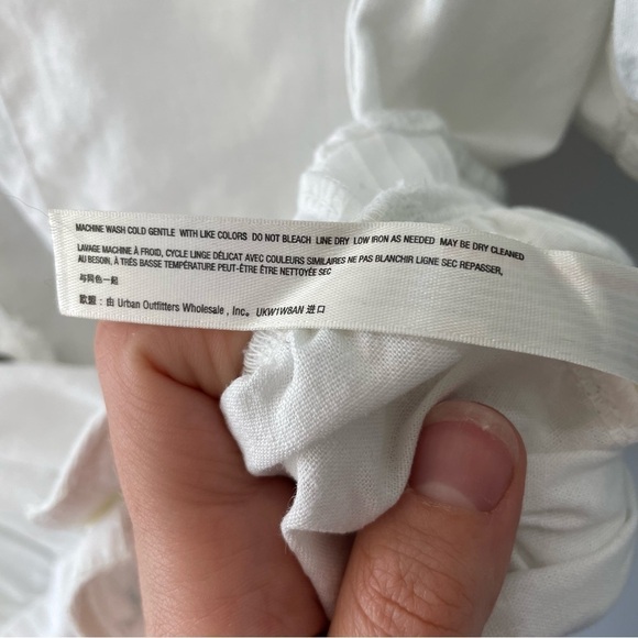 [m] Free People Boho White Brown Button Cotton Linen Blend Body Suit Women’s - Picture 11 of 13